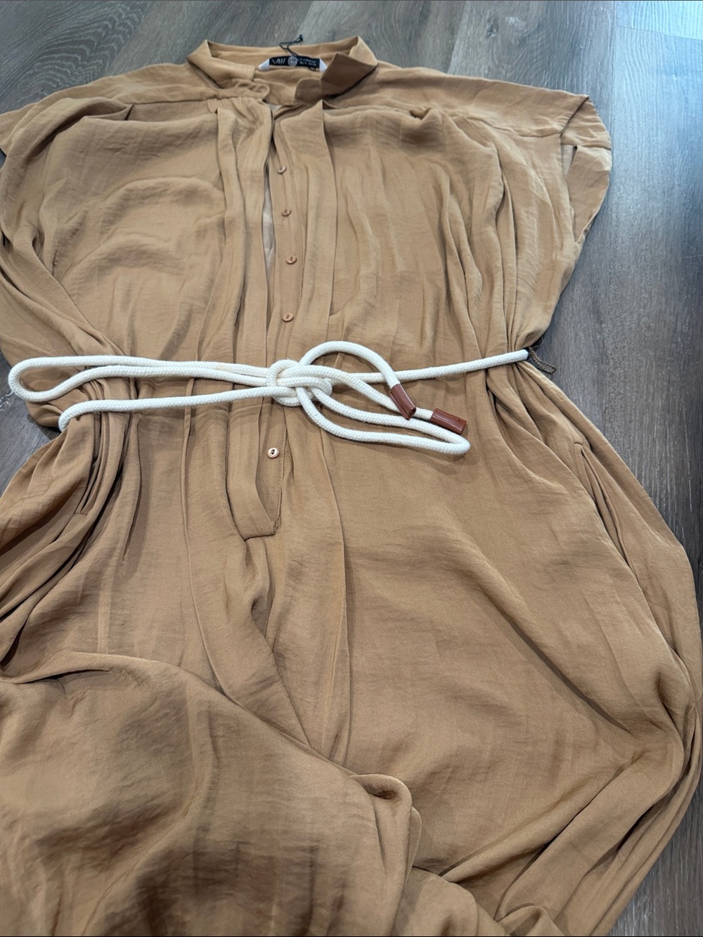 Zara Tan Button-Front Jumpsuit - Picture 5 of 11